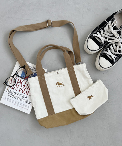 POLO CHAMPS/ポロチャンプス 別注 ポーチ付き 刺繍キャンバストートバッグ | CL6231392 | ベージュ