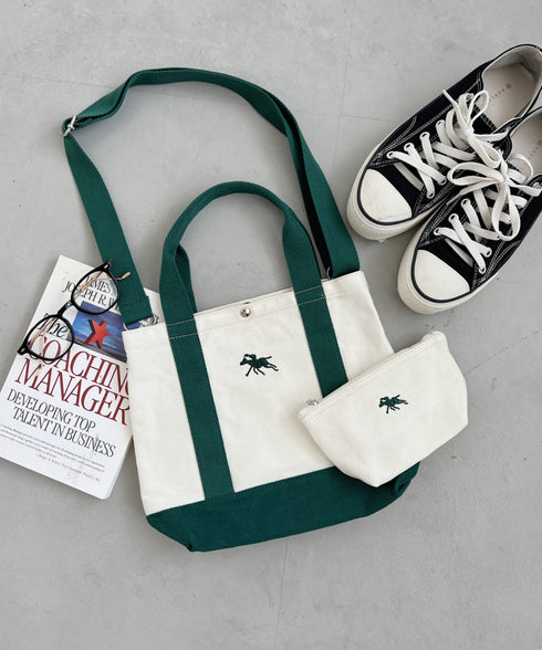 POLO CHAMPS/ポロチャンプス 別注 ポーチ付き 刺繍キャンバストートバッグ | CL6231392 | グリーン
