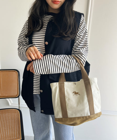 POLO CHAMPS/ポロチャンプス 別注 ポーチ付き 刺繍キャンバストートバッグ | CL6231392 | ベージュ