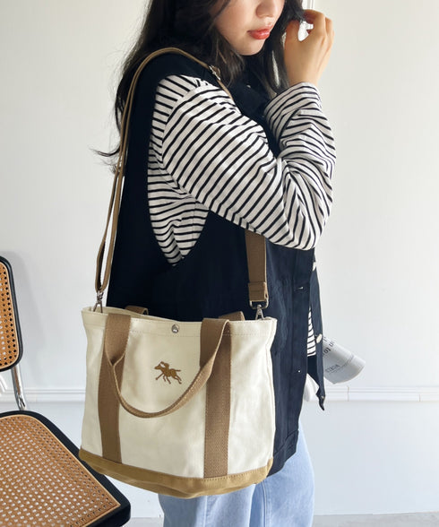 POLO CHAMPS/ポロチャンプス 別注 ポーチ付き 刺繍キャンバストートバッグ | CL6231392 | ベージュ