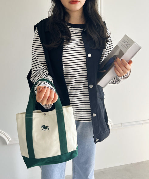 POLO CHAMPS/ポロチャンプス 別注 ポーチ付き 刺繍キャンバストートバッグ | CL6231392 | グリーン