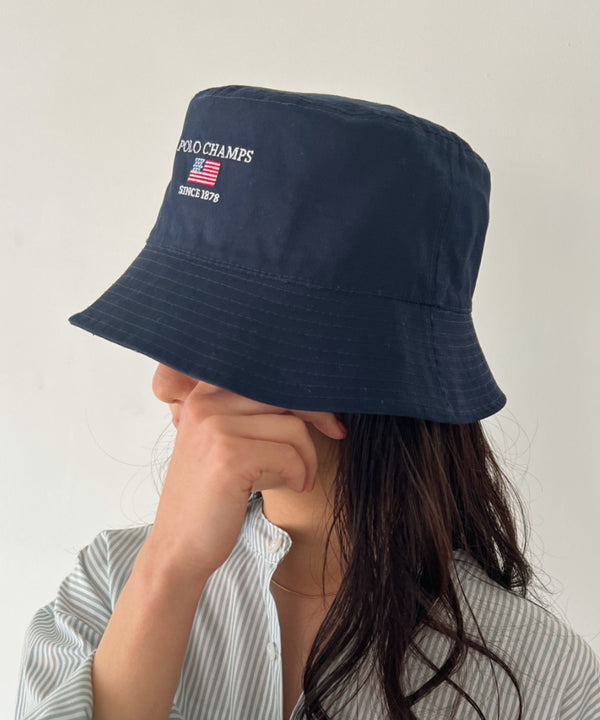 POLO CHAMPS/ポロチャンプス 別注 リバーシブル ミニ刺繍 深バケットハット | CL5231393 | ネイビー