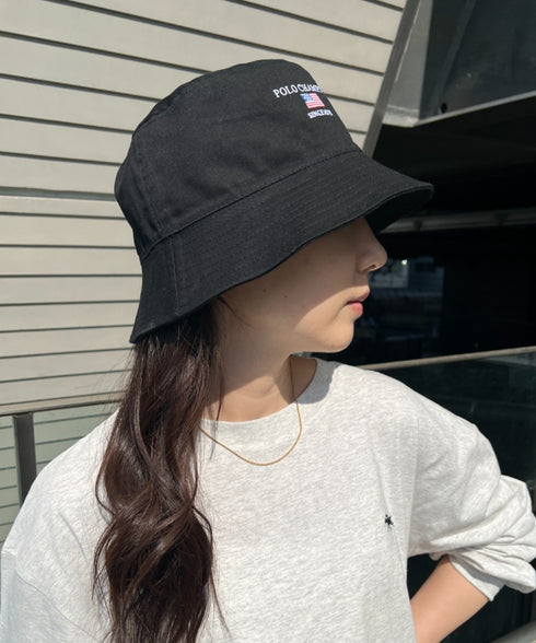 POLO CHAMPS/ポロチャンプス 別注 リバーシブル ミニ刺繍 深バケットハット | CL5231393 | ブラック