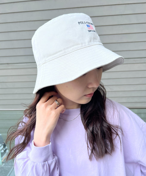 POLO CHAMPS/ポロチャンプス 別注 リバーシブル ミニ刺繍 深バケットハット | CL5231393 | ライトベージュ