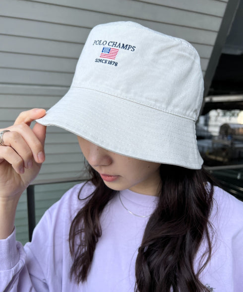 POLO CHAMPS/ポロチャンプス 別注 リバーシブル ミニ刺繍 深バケットハット | CL5231393 | ライトベージュ