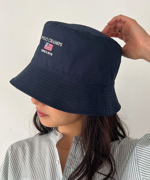 POLO CHAMPS/ポロチャンプス 別注 リバーシブル ミニ刺繍 深バケットハット | CL5231393 | ネイビー