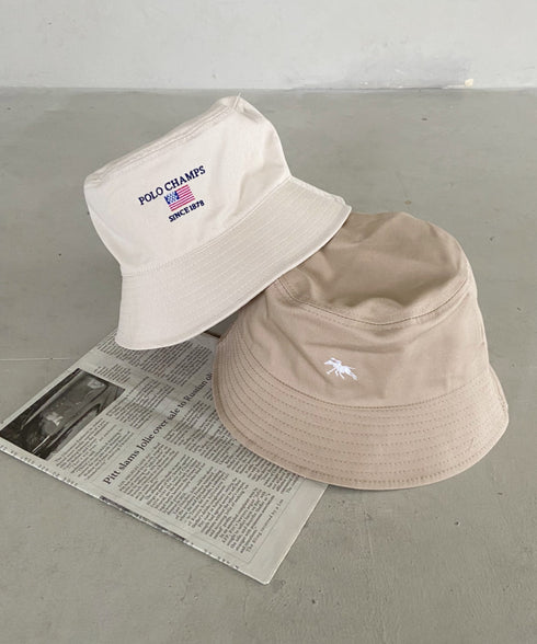 POLO CHAMPS/ポロチャンプス 別注 リバーシブル ミニ刺繍 深バケットハット | CL5231393 | ベージュ