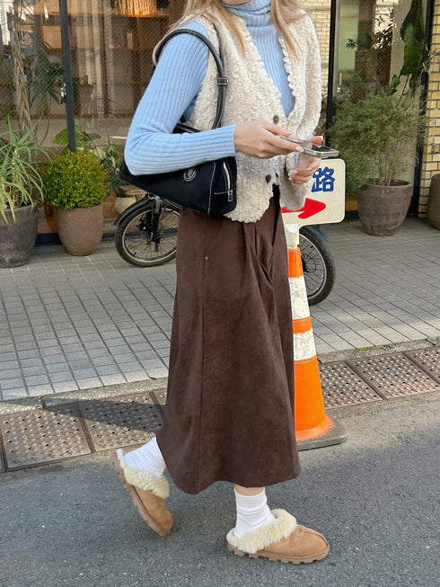 ベルト付きコーデュロイミディスカート | SL2244649 | ブラウン