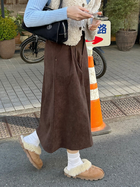 ベルト付きコーデュロイミディスカート | SL2244649 | ブラウン