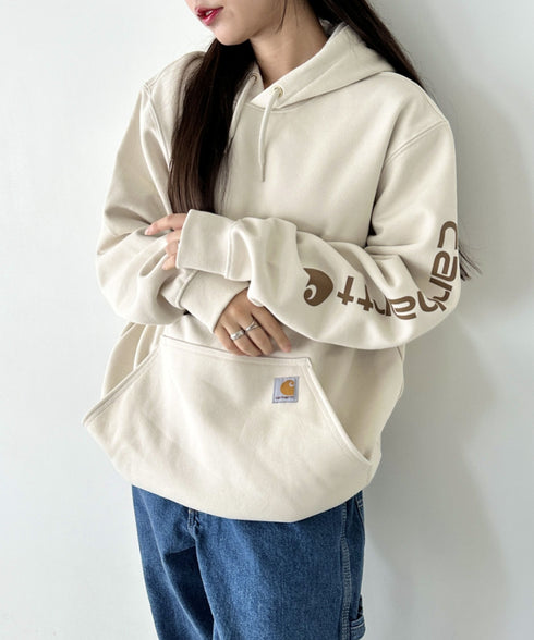 Carhartt(カーハート)/ ルーズフィット 袖ロゴ パーカー スウェット フーディー ミッドウエイト オーバーサイズ / K288 / Loose Fit Midweight Logo Sleeve Graphic Sweatshirt | IL2224045 | ホワイト