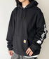 Carhartt(カーハート)/ ルーズフィット 袖ロゴ パーカー スウェット フーディー ミッドウエイト オーバーサイズ / K288 / Loose Fit Midweight Logo Sleeve Graphic Sweatshirt | IL2224045 | ブラック