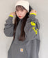 Carhartt(カーハート)/ ルーズフィット 袖ロゴ パーカー スウェット フーディー ミッドウエイト オーバーサイズ / K288 / Loose Fit Midweight Logo Sleeve Graphic Sweatshirt | IL2224045 | チャコールグレー