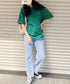 【POLOCHAMPS/ポロチャンプス】 別注 ワンポイント刺繍 クルーネック半袖Tシャツ オーバーサイズ | CL2232052 | ダークグリーン