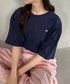 【POLOCHAMPS/ポロチャンプス】 別注 ワンポイント刺繍 クルーネック半袖Tシャツ オーバーサイズ | CL2232052 | ネイビー
