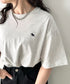 【POLOCHAMPS/ポロチャンプス】 別注 ワンポイント刺繍 クルーネック半袖Tシャツ オーバーサイズ | CL2232052 | ライトグレー