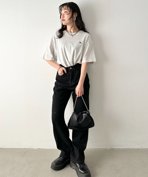 【POLOCHAMPS/ポロチャンプス】 別注 ワンポイント刺繍 クルーネック半袖Tシャツ オーバーサイズ | CL2232052 | ライトグレー