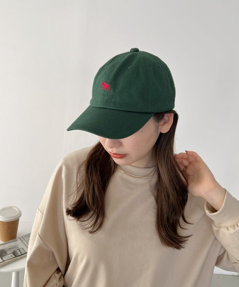 【POLOCHAMPS/ポロチャンプス】別注 ワンポイント 刺繍 ユニセックス ローキャップ | CL5231380 | ダークグリーン