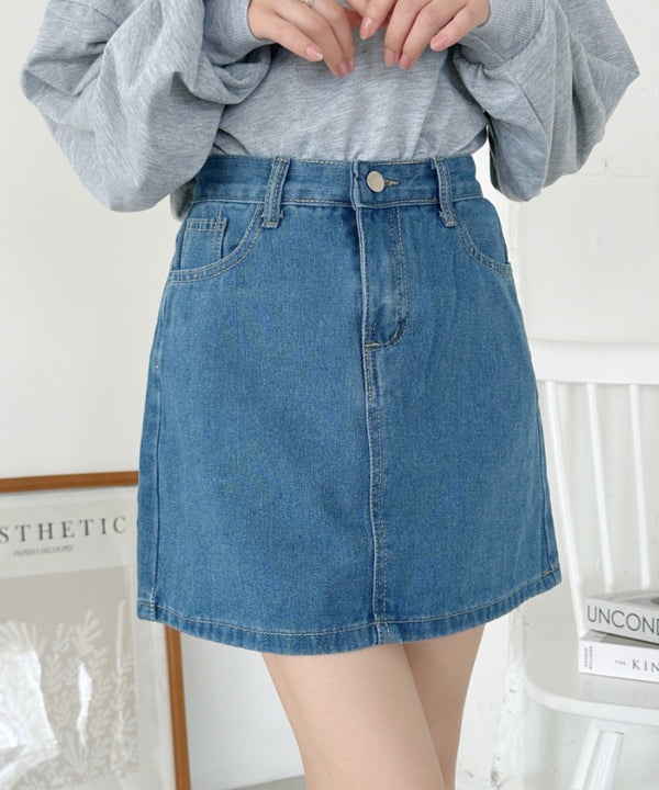 コットンデニム台形ミニスカート | CL2231559 | ブルー