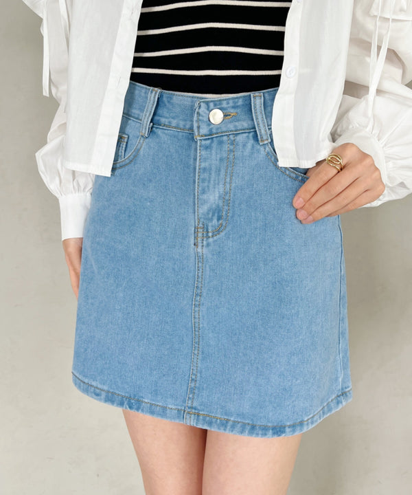 コットンデニム台形ミニスカート | CL2231559 | ライトブルー