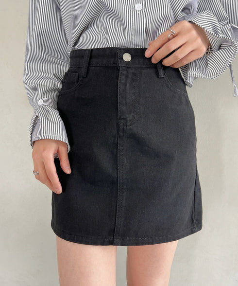 コットンデニム台形ミニスカート | CL2231559 | ダークグレー