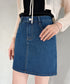コットンデニム台形ミニスカート | CL2231559 | ネイビー