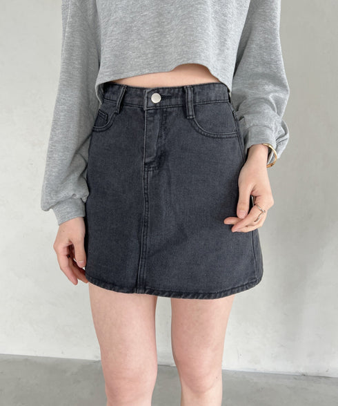 コットンデニム台形ミニスカート | CL2231559 | ダークグレー