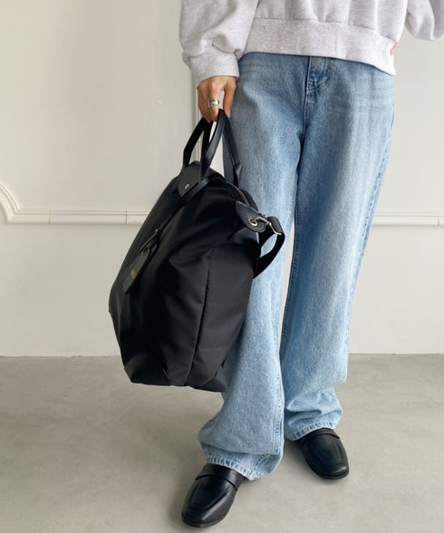 大容量 無地トラベルボストンバッグ トートバッグ ショルダーバッグ | WR1231032 | ブラック