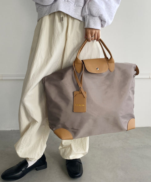 大容量 無地トラベルボストンバッグ トートバッグ ショルダーバッグ | WR1231032 | グレイッシュベージュ