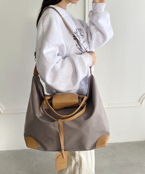 大容量 無地トラベルボストンバッグ トートバッグ ショルダーバッグ | WR1231032 | グレイッシュベージュ