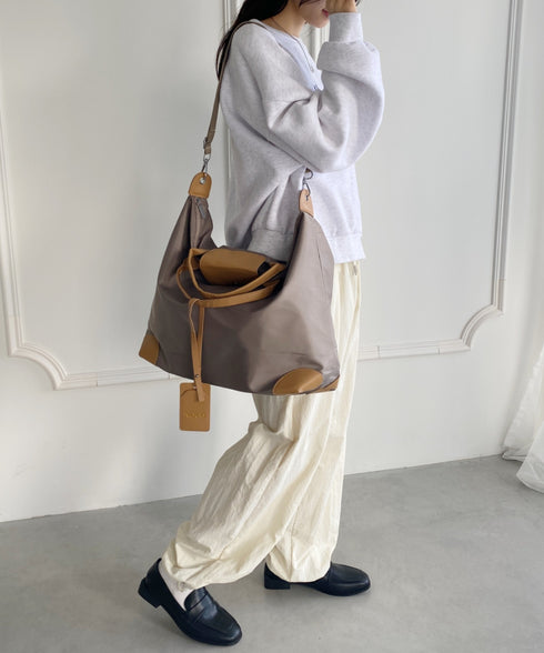 大容量 無地トラベルボストンバッグ トートバッグ ショルダーバッグ | WR1231032 | グレイッシュベージュ