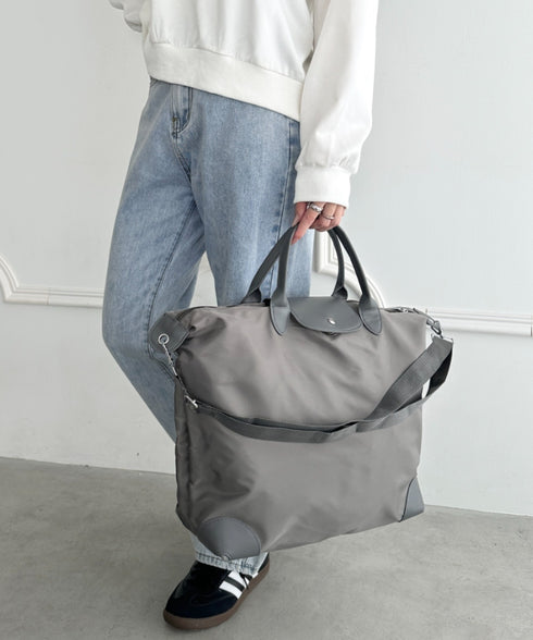 大容量 無地トラベルボストンバッグ トートバッグ ショルダーバッグ | WR1231032 | グレー