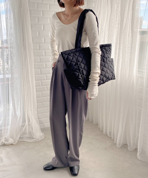 【A4サイズ収納可】キルティングトートバッグ マザーズ トラベルバッグ | MD1231020 | ブラック