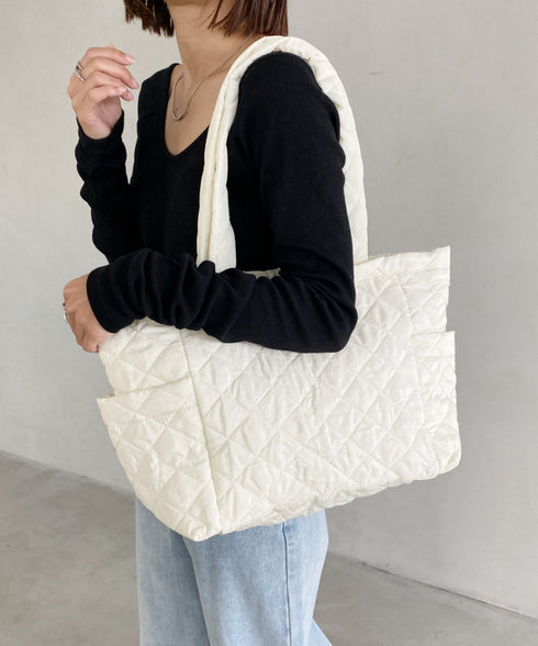 【A4サイズ収納可】キルティングトートバッグ マザーズ トラベルバッグ | MD1231020 | アイボリー