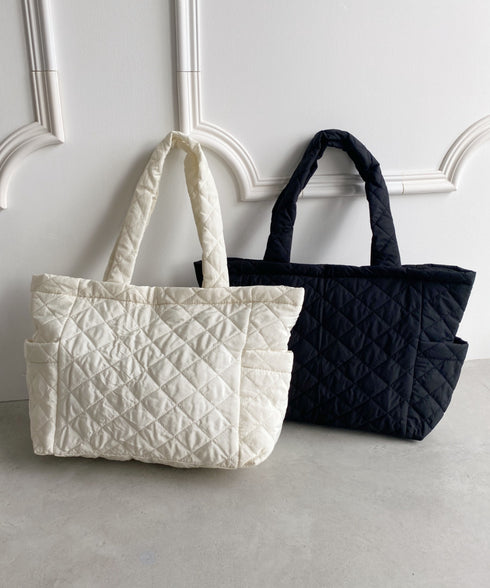 【A4サイズ収納可】キルティングトートバッグ マザーズ トラベルバッグ | MD1231020 | ブラック