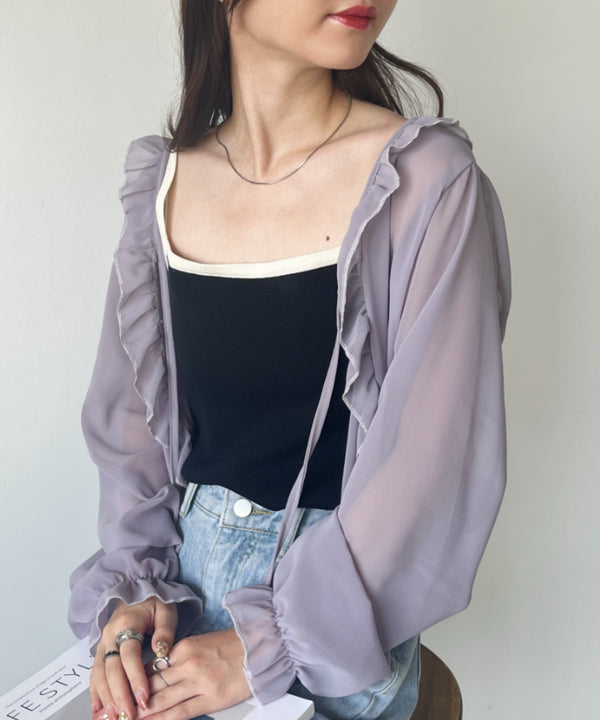 フロントリボン ショート丈シアーボレロ | CL2232118 | グレー