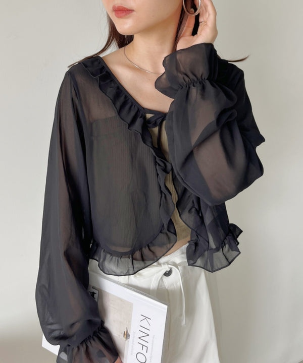 フロントリボン ショート丈シアーボレロ | CL2232118 | ブラック