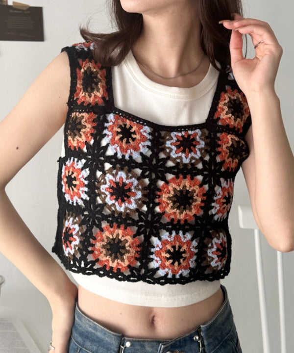 フラワークロシェ編みビスチェトップス | CL2232114 | ブラック