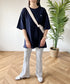【POLOCHAMPS/ポロチャンプス】 別注 オーバーサイズ ワンポイント刺繍 クルーネック半袖Tシャツ | MD2232002 | ネイビー