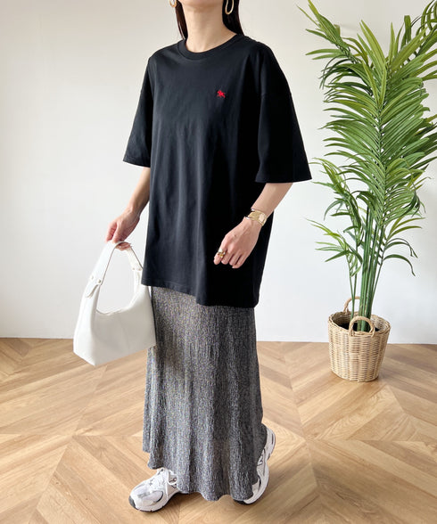 【POLOCHAMPS/ポロチャンプス】 別注 オーバーサイズ ワンポイント刺繍 クルーネック半袖Tシャツ | MD2232002 | ブラック