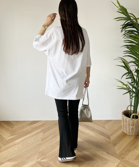 【POLOCHAMPS/ポロチャンプス】 別注 オーバーサイズ ワンポイント刺繍 クルーネック半袖Tシャツ | MD2232002 | ホワイト