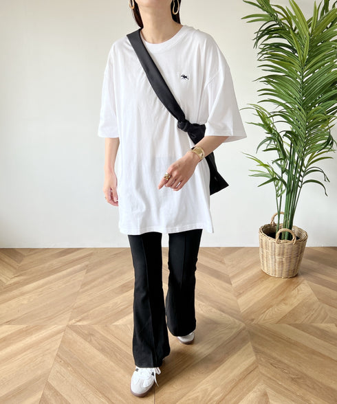 【POLOCHAMPS/ポロチャンプス】 別注 オーバーサイズ ワンポイント刺繍 クルーネック半袖Tシャツ | MD2232002 | ホワイト