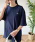 【POLOCHAMPS/ポロチャンプス】 別注 オーバーサイズ ワンポイント刺繍 クルーネック半袖Tシャツ | MD2232002 | ネイビー