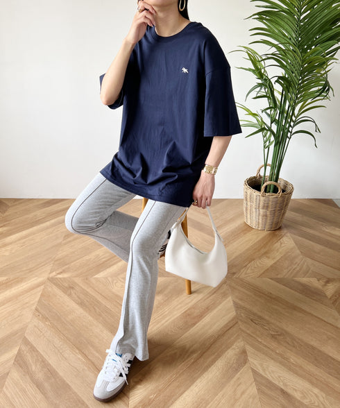 【POLOCHAMPS/ポロチャンプス】 別注 オーバーサイズ ワンポイント刺繍 クルーネック半袖Tシャツ | MD2232002 | ネイビー