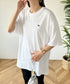 【POLOCHAMPS/ポロチャンプス】 別注 オーバーサイズ ワンポイント刺繍 クルーネック半袖Tシャツ | MD2232002 | ホワイト
