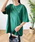【POLOCHAMPS/ポロチャンプス】 別注 オーバーサイズ ワンポイント刺繍 クルーネック半袖Tシャツ | MD2232002 | ダークグリーン