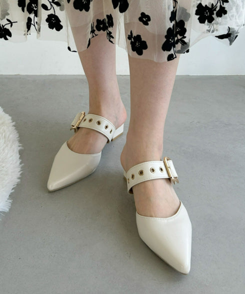 ポインテッドトゥ太ベルトミュール | LO3231742 | アイボリー