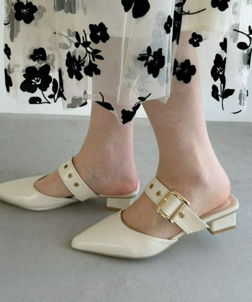 ポインテッドトゥ太ベルトミュール | LO3231742 | アイボリー