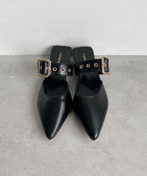 ポインテッドトゥ太ベルトミュール | LO3231742 | ブラック