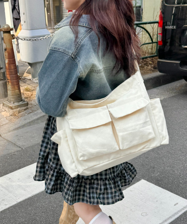 アジャスター付きメニーポケットキャンバスショルダー | LO1231746 | アイボリー