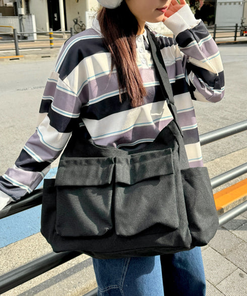 アジャスター付きメニーポケットキャンバスショルダー | LO1231746 | ブラック